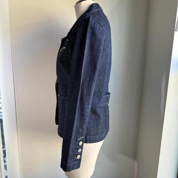 Levi’s Denim Blazer Y2K Vintage Jean Jacket Silver Detail Women’s Small Bling - Picture 4 of 14